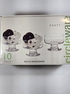 Circleware Party Dessert Parfait Glass Dishes 8 Ounce Set Of 10 NWOT